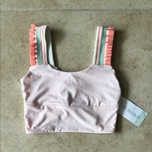 XS Pink Ruffled Strap Crop Top